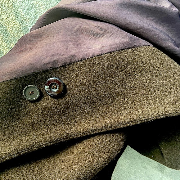 COPY - EUC Full Length Wool Coat w/Fur Trimmed Hood, Chocolate Brown, Size 12 - Picture 6 of 13